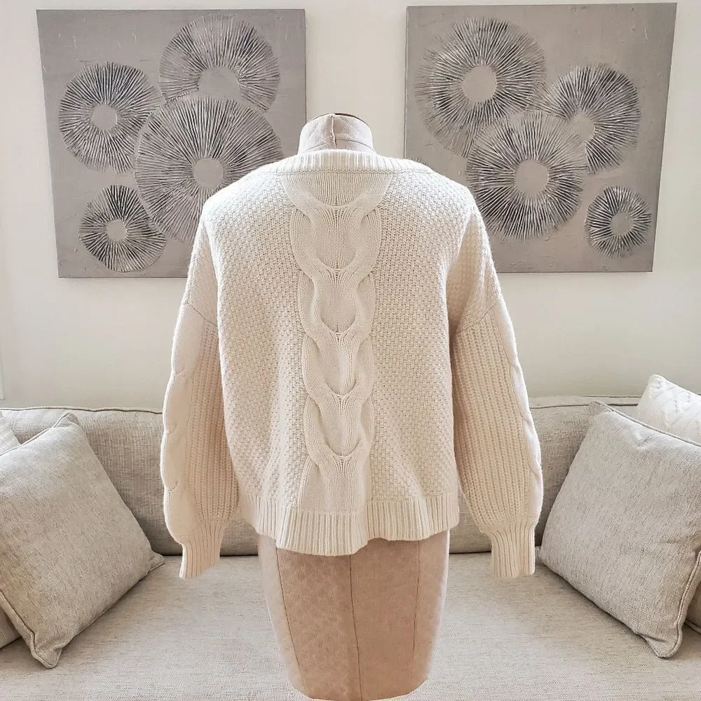 J.Crew Cable-knit Balloon Sleeve Sweater sz Sm